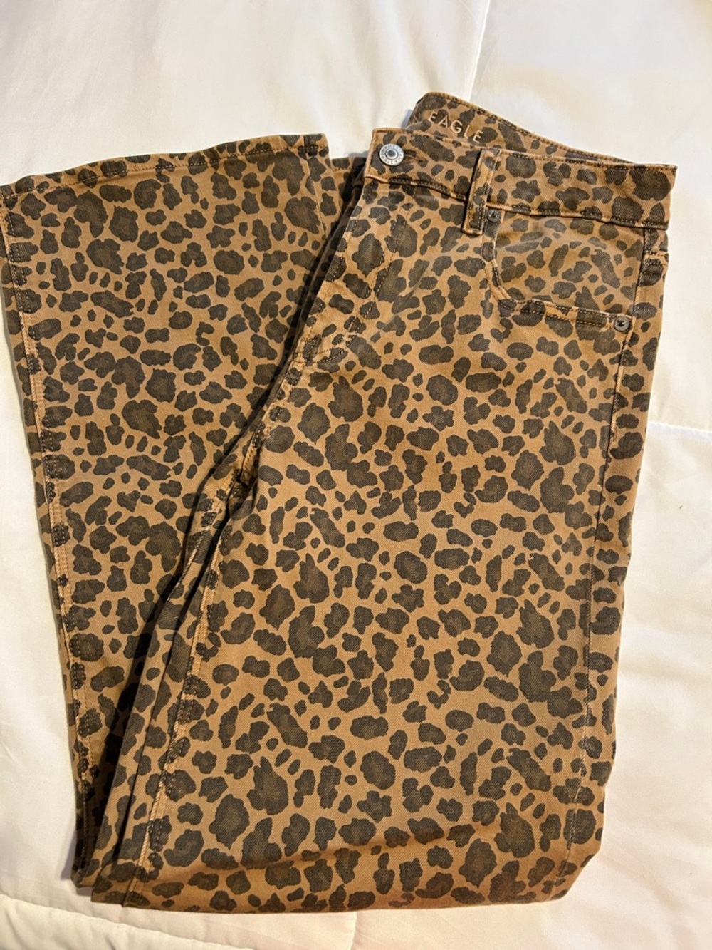 American Eagle Outfitters Leopard Print Bootcut Jeans - Brown/Black